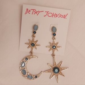 NWT-Betsey Johnson earrings, Star & Moon Drop Dangle Earrings